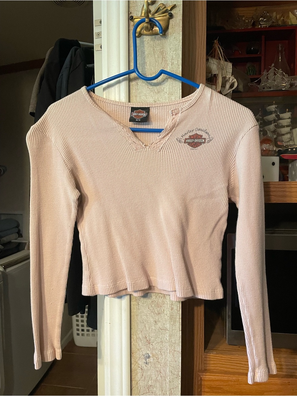 Harley-Davidson Women's Long Sleeve Waffle Top - Light Pink